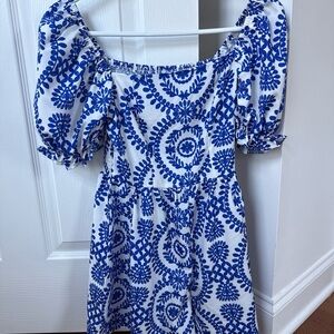 Blue and White Floral Women's Dress